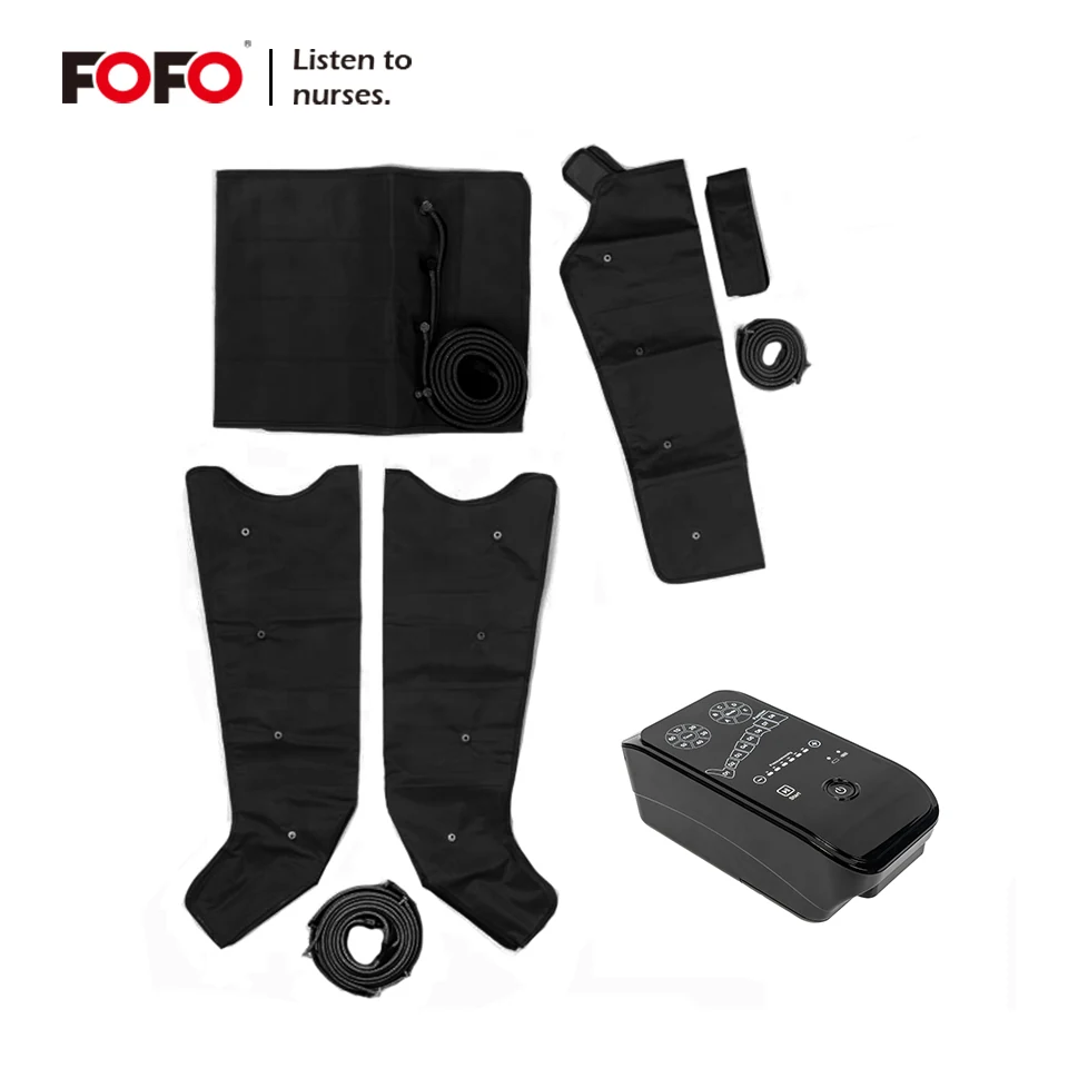 Five-mode leg compression boots with compact controller — product reference image