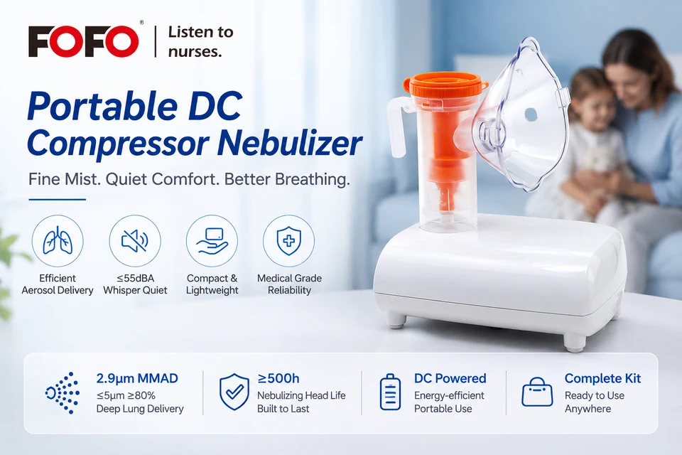 Compact DC compressor nebulizer — product reference image