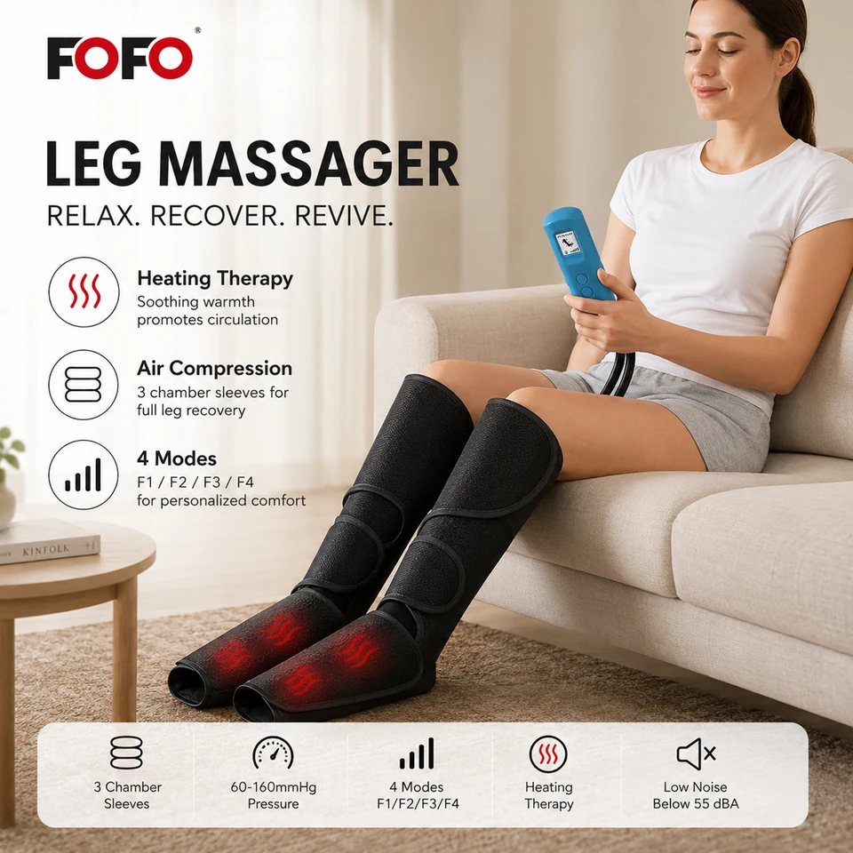 Heated leg compression wrap with four modes — product reference image
