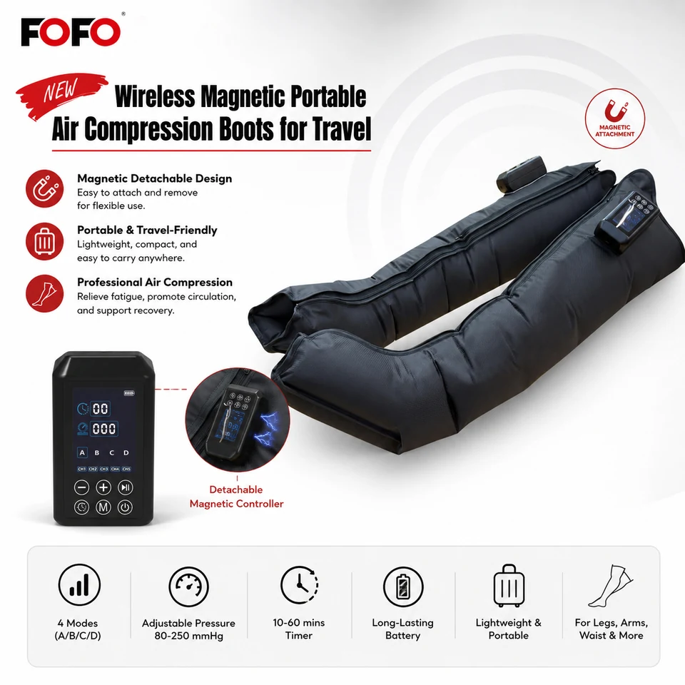 Battery-powered five-chamber compression boots — product reference image