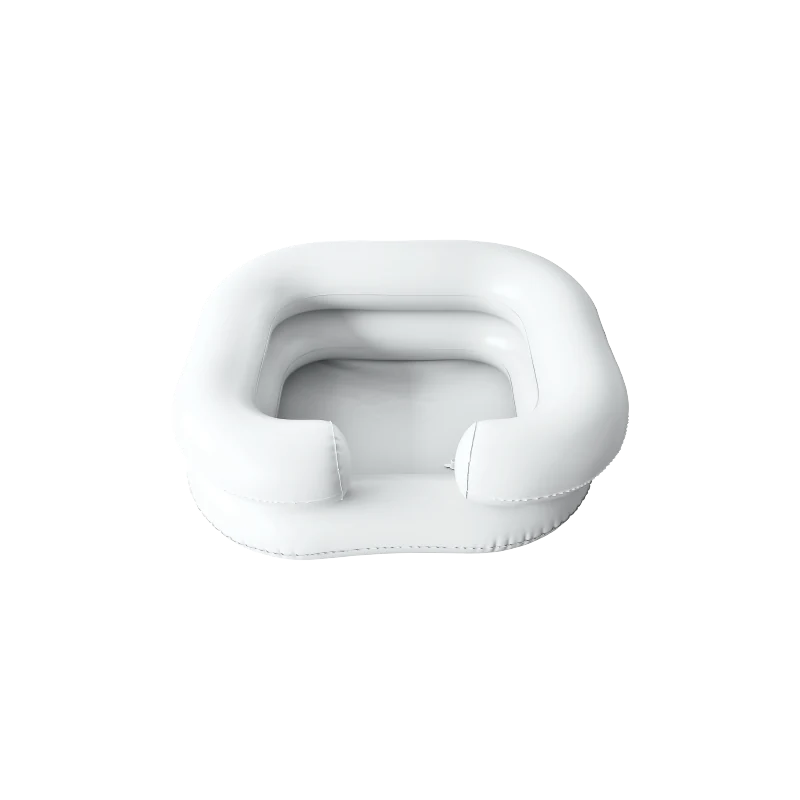 Inflatable hair-washing basin with drain — product reference image